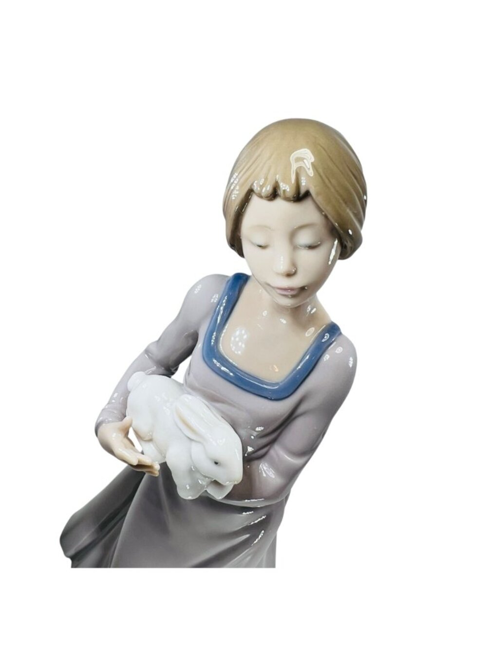 Nao by Lladro Precious Bundle Girl with Bunny Rabbit 1991 Daisa Figurine Spain - Picture 8 of 11